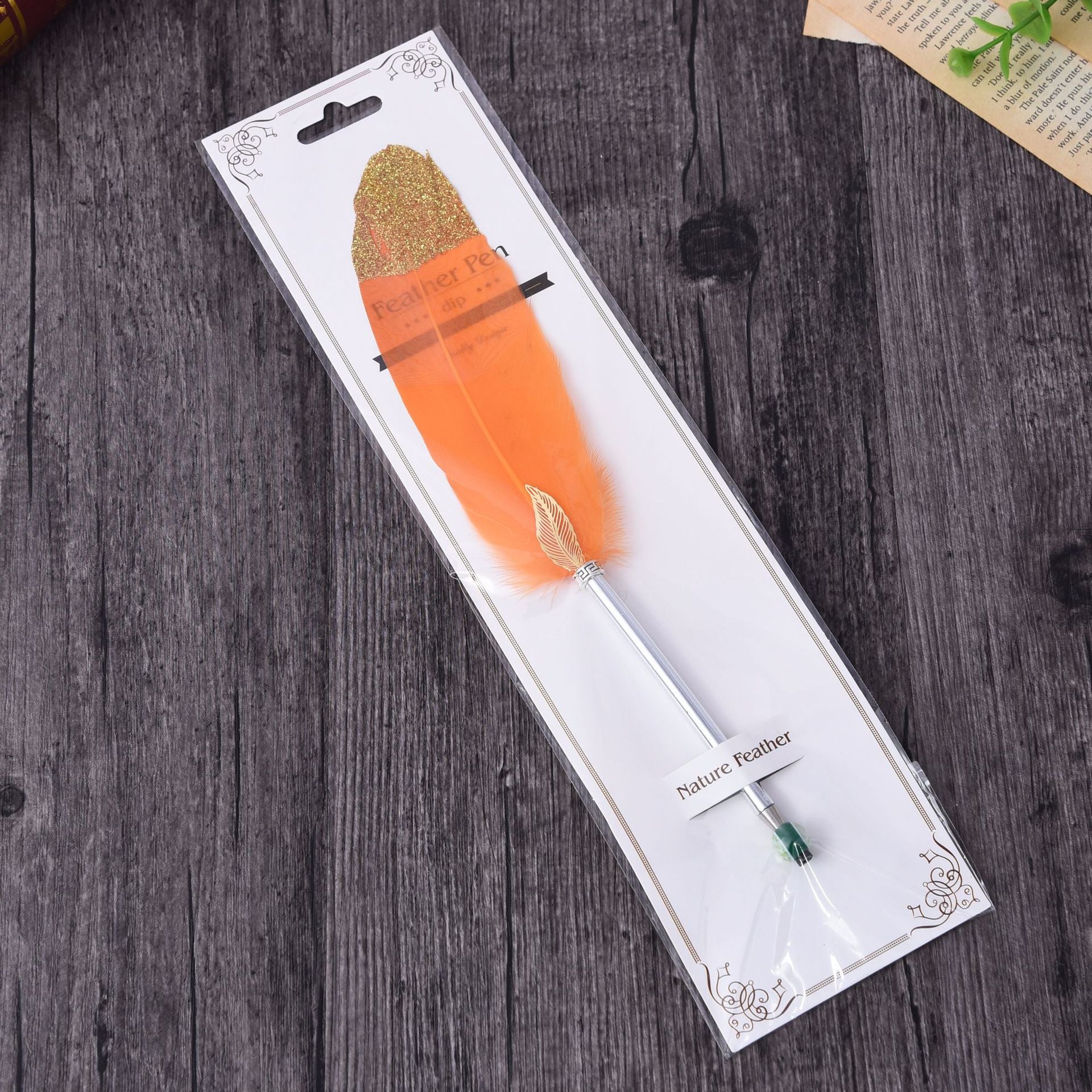 Wholesale Gold Powder Feather Gel Pen